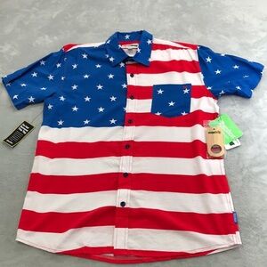 Tipsy Elves Men's The Flag Shirt Button Down Size M New